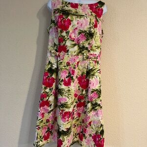 Peter Nygard Floral Casual cotton Y2K sleeveless timelessDress in Pink and Green